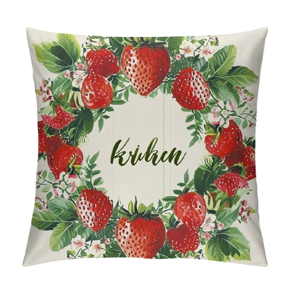 GOSMITH Fall Pillow Covers Strawberry Throw Cushion Cover Thanksgiving Pillow Cases Autumn for Home Office Bedroom Couch Car Decoration,