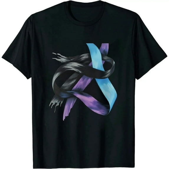 GOSMITH Family Domestic Violence Awareness Purple Ribbon T-Shirt
