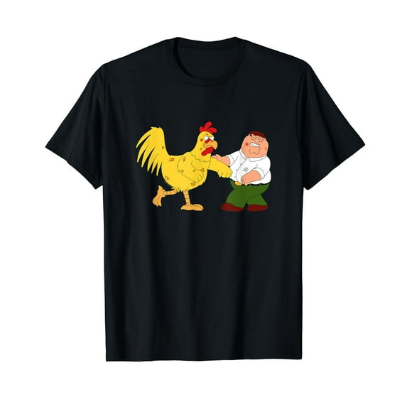GOSMITH Family Guy Peter & Chicken Fighting T-Shirt Classic Fit 100% Cotton black