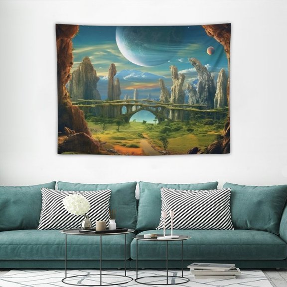 GOSMITH  Fantasy Forest Tapestry Planet Tapestry Magical Mountain Tapestry Nature Landscape Wall Tapestry Plants Aesthetic Tapestry Wall Hanging for Bedroom
