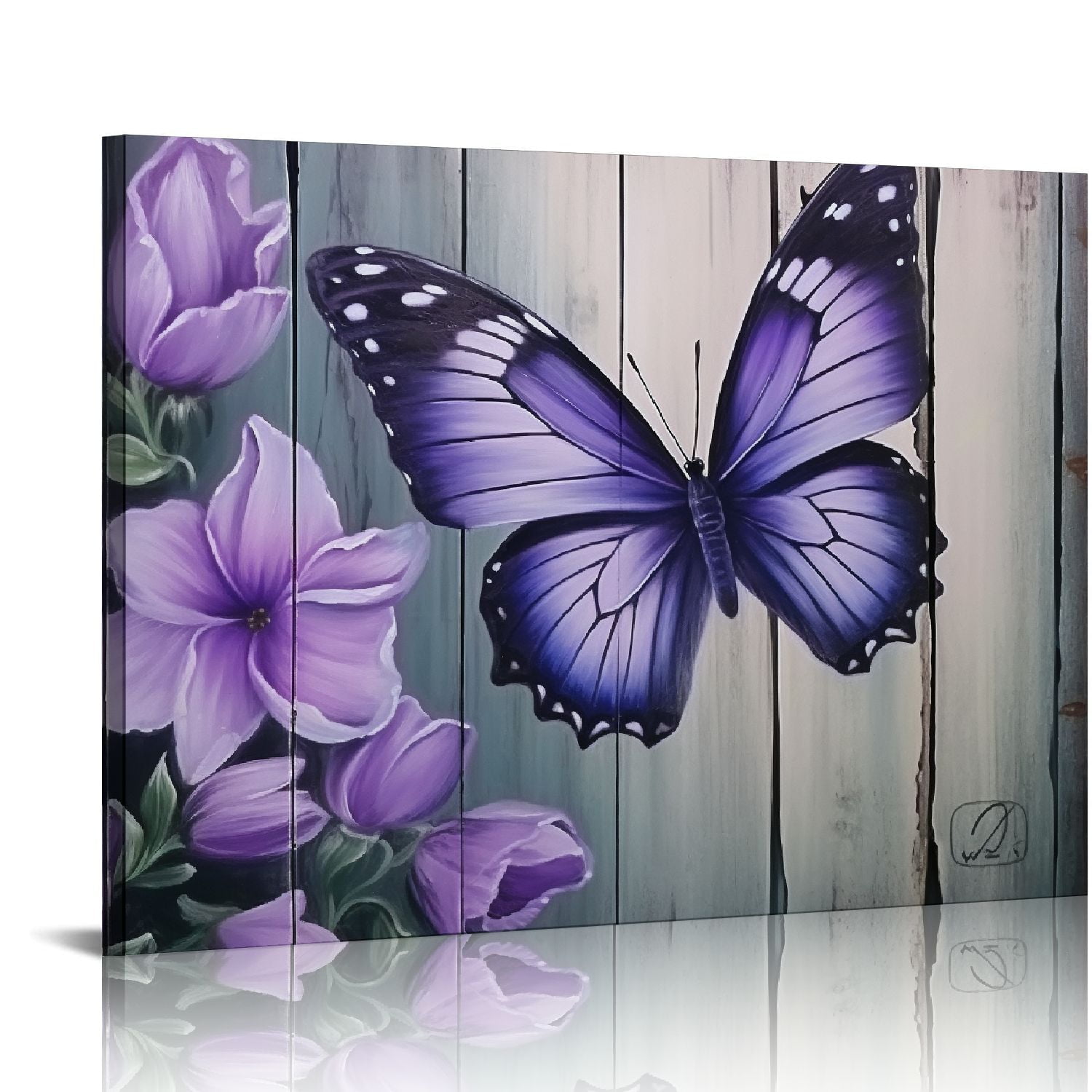 GOSMITH Farmhouse Butterfly Wall Art Purple Bathroom Wall Decor ...