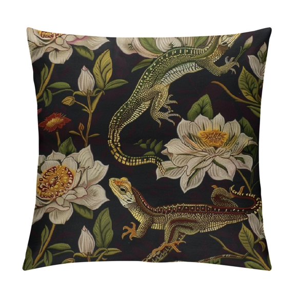 Leisuo Farmhouse Pillow Covers Vintage Frogs Lotus Flowers and Butterfly Decorative Cushion Case Decoration for Sofa Couch White