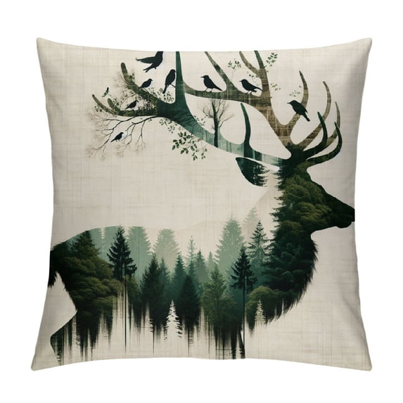 Leisuo Fashion Deer Sofa Bed Home Decor Pillow Case Forest Deer with Bird Art Cushion Cover for Bed Couch Sofa