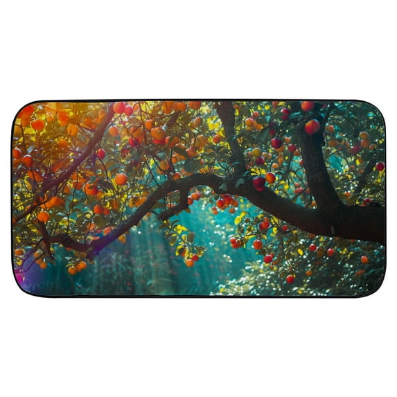 GOSMITH Felt Square Floor Mat - Anti Slip Recycled Rubber Backing - Burlap Felt Top - Outside Entry Yard Floor Patio - Rainbow-Colored Fruit Design 19.68*39.37 in