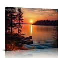 thumbnail image 1 of GOSMITH  Fishing Lake Sunset Canvas Wall Art Print With Timer Canvas Canvas Wall Art Print Design, 1 of 4