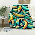 thumbnail image 1 of GOSMITH Flannel Blanket Excellent Hand Feel Banana Fruit Pattern Sketch Style White, 1 of 6