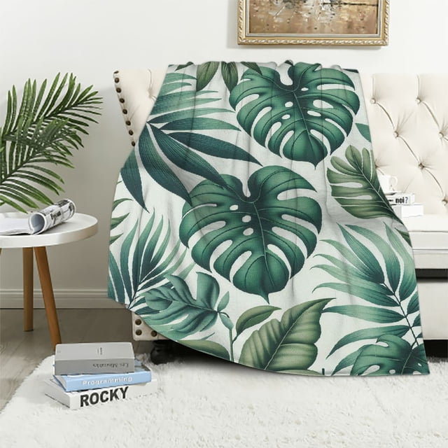 Neon Multicolor Palm Leaf Print Blanket