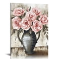 thumbnail image 1 of GOSMITH  Floral Bouquet Canvas Wall Art Pink Rose Flower in Vintage Vase Pictures Painting Prints Still Life Artwork for Home Kitchen Bathroom Bedroom Decoration, 1 of 4