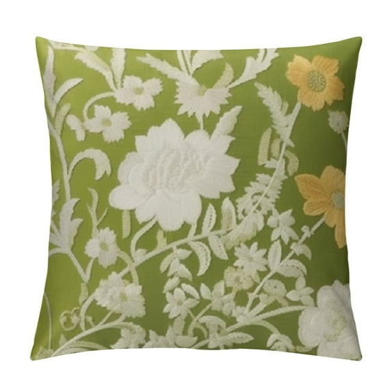 GOSMITH Floral Design Pear Colored Square Pillow Cover Perfect for Living Room, Bedroom, or Patio
