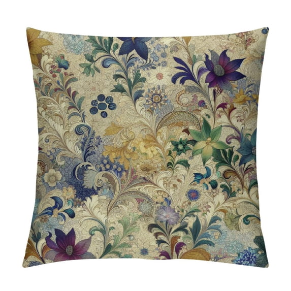 GOSMITH Floral Throw Pillow Cover Vintage Art Nature Irises Flower Leaves Rectangle Pillow Cases Home Decorative Cushion Cover for Bed Sofa Purple Green