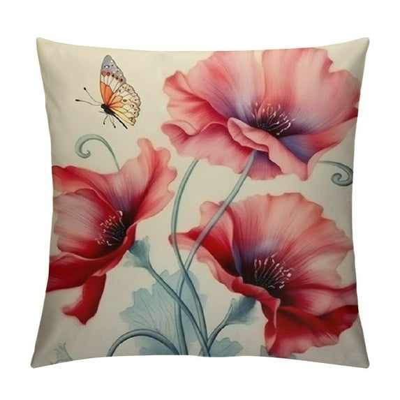 GOSMITH Flower Decorative Throw Pillow Covers Watercolor Floral Farmhouse Cushion Cover Pink Yellow Purple Blue Tulip Pillow Case for Couch Sofa Home Decor