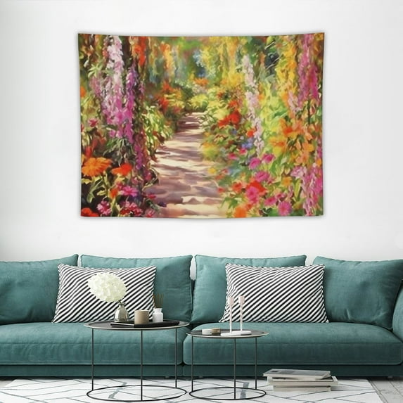 GOSMITH Flower Tapestry Colorful Floral Plants Tapestry Spring Theme Mystic Secret Garden Wild Flower Tapestry Wall Hanging Dorm Decor Wall Tapestries For Living Room Bedroom Picnic Wall 40X30 Inch