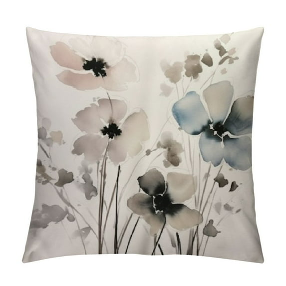 GOSMITH Flower Throw Pillow Covers Beige Flowers Pillow Cushion Cases, Modern Blossom Pillowcases, Cream White Decorative Pillow Cover for Sofa Couch Bedroom Living Room