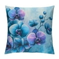 thumbnail image 1 of Leisuo Flower Throw Pillow Cushion Cover, Orchids Reflections for Spring Calming Art, Decorative Square Accent Pillow Case, Blue Purple, 1 of 5