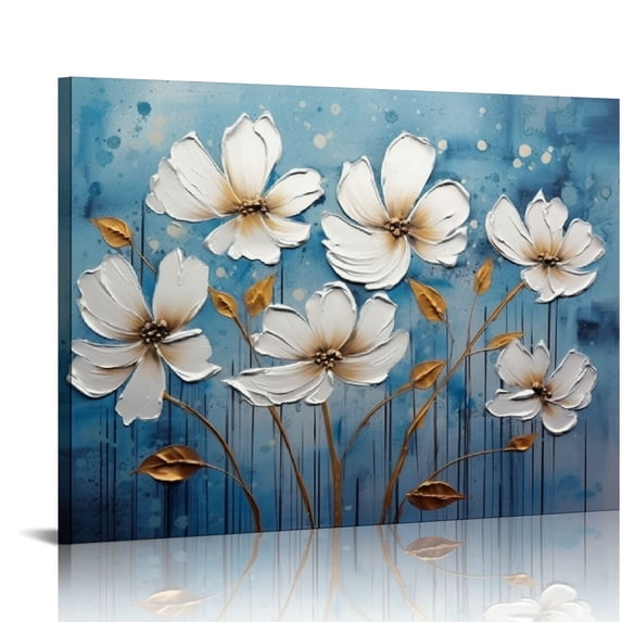 GOSMITH Flowers Print Wall Art, Flower Canvas Print, Floral Canvas Wall Decor, Flower Canvas Wall Art, Ready to Hang, Trendy Wall Art, Wall Art Decor, Canvas
