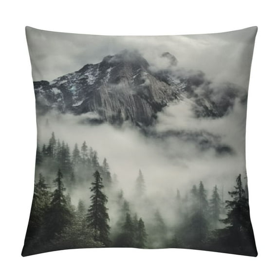 GOSMITH Foggy Forest Throw Pillow Cover Misty Natural Scenery Mountain Landscape Pine Mist Wood Cloud Tree Lumbar Pillow Case Decorative Standard Pillow Cases with Zipper Soft Pillowcase