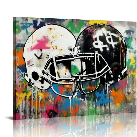 GOSMITH  Football Wall Art Colorful Graffiti Large Sports Football Wall Decor Football Canvas Print Artwork  Abstract Wall Art for Living Room Bedroom Decor