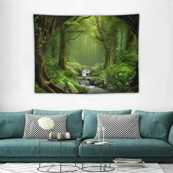 GOSMITH Forest Tapestry Photo Backdrop Deep Tropical Jungles with River Nature Tapestry Wall Hanging for Bedroom Living Room College Dorm Photography Photo Booth Home Decorations