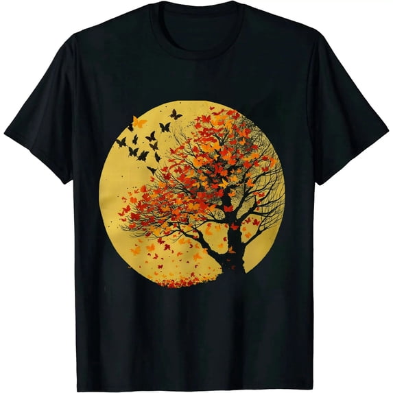 GOSMITH Full Moon Flock Of Birds Tree Outdoor Wildlife Nature Forest T-Shirt
