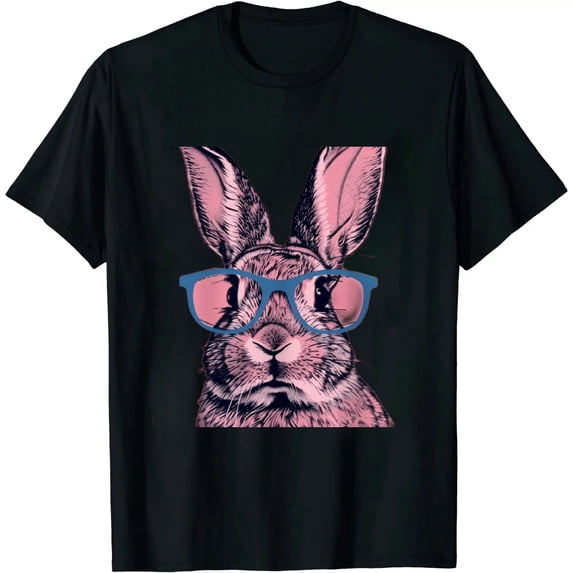 GOSMITH Funny Bunny Print T Shirt for Women Cute Grapic Leopard Shirts Family Blouse Gifts Easter Tops Tee