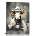 thumbnail image 1 of Leisuo Funny Cow Canvas Wall Art - Cooking Cow Picture in the Kitchen - Animal Print Painting Framed 12x16“/16X20" Artwork for Home Décor, 1 of 4