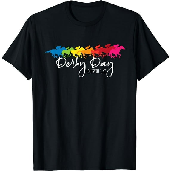 GOSMITH Funny Derby Day, Louisville, Kentucky Style, Horse Racing T-Shirt 148493-black