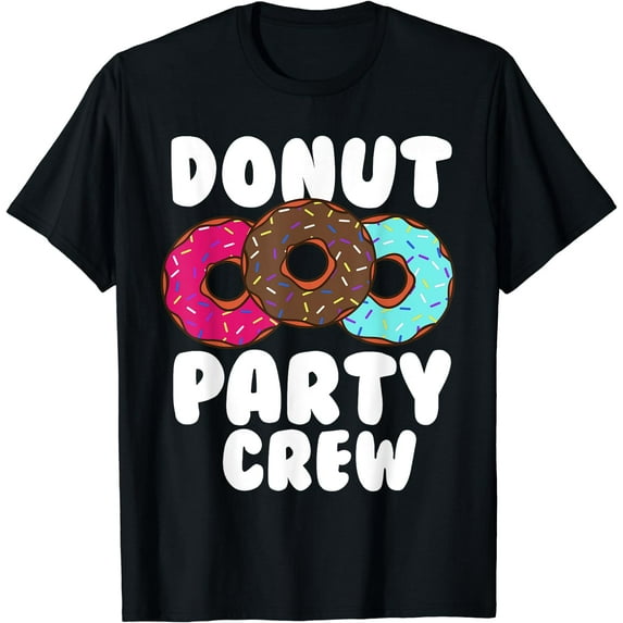 GOSMITH Funny Donut Party Crew Cool Doughnut Gift For Kids Men Women T-Shirt 158283-black