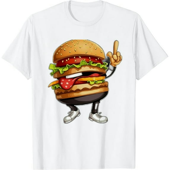 Leisuo Funny Hamburger For Men Women Kids Cheeseburger Fast Food T-Shirt