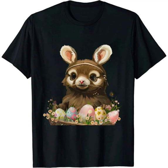 GOSMITH Funny Sloth Bunny Ear With Eggs Basket Easter Costume Rabbit T-Shirt