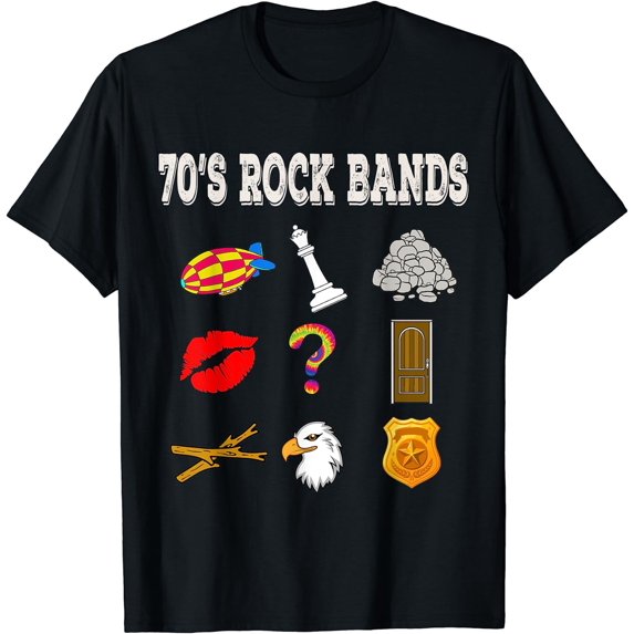 GOSMITH Funny Vintage 70's Rock Band T-Shirt Black X-Large black-6660