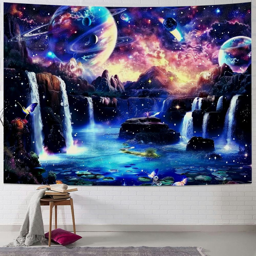 Leisuo Galaxy Space Tapestry for Bedroom Aesthetic Mountain Mushroom ...