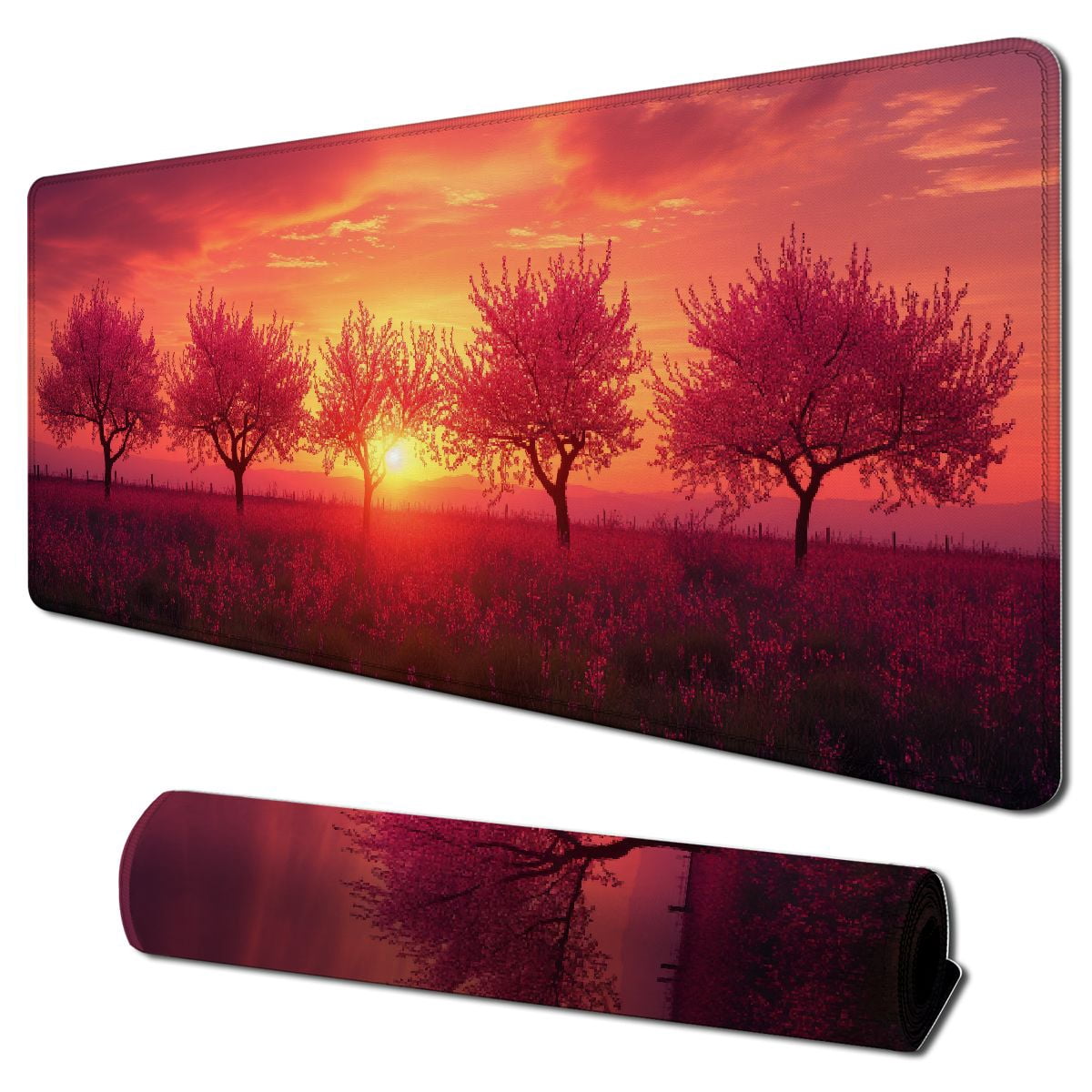 Tree Mouse Gaming Leisuo Gaming Mouse Pad, Trees and Flowers Silhouetted Design, 31.5 x ...