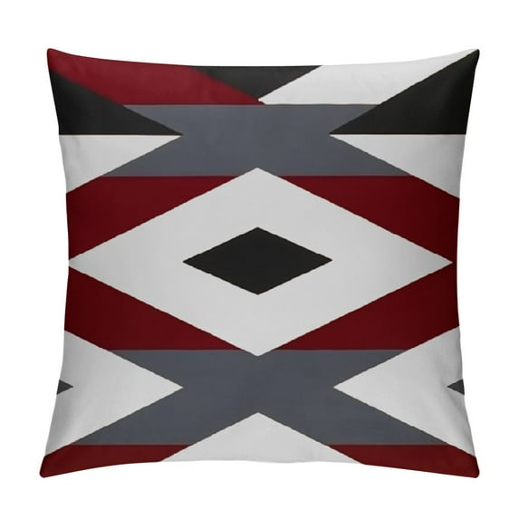 GOSMITH Geometric Abstract Triangle Strip Throw Pillow Covers Double Sides Indoor Outdoor Modern Pillow Cushion Cover for Car Sofa Home Decor Wine Red