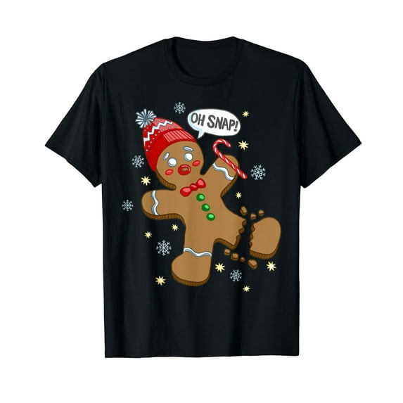 GOSMITH Gingerbread Man Oh Snap Christmas T-Shirt black