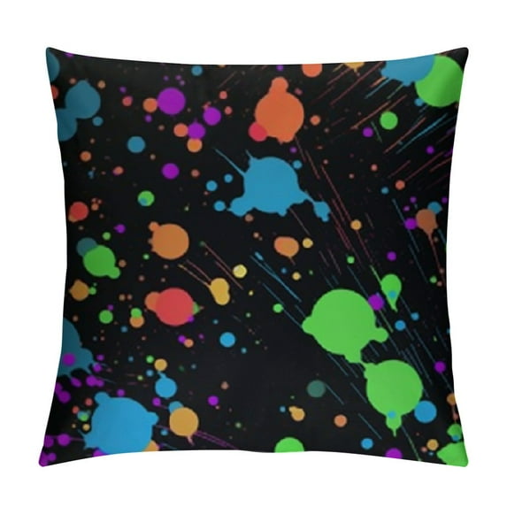 GOSMITH Glow in Dark Splatter Neon Throw Pillow Covers Pillow Case Invisible Zipper Cushion Cases for Couch Sofa Car Bedroom Living Room Farmhouse