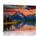 thumbnail image 1 of GOSMITH Grand Teton Canvas Wall Art National Park Scenery Photo Poster Framed Art Prints Mountain River Pictures Wall Decor Sunset Clouds Artwork for Bedroom, 1 of 4
