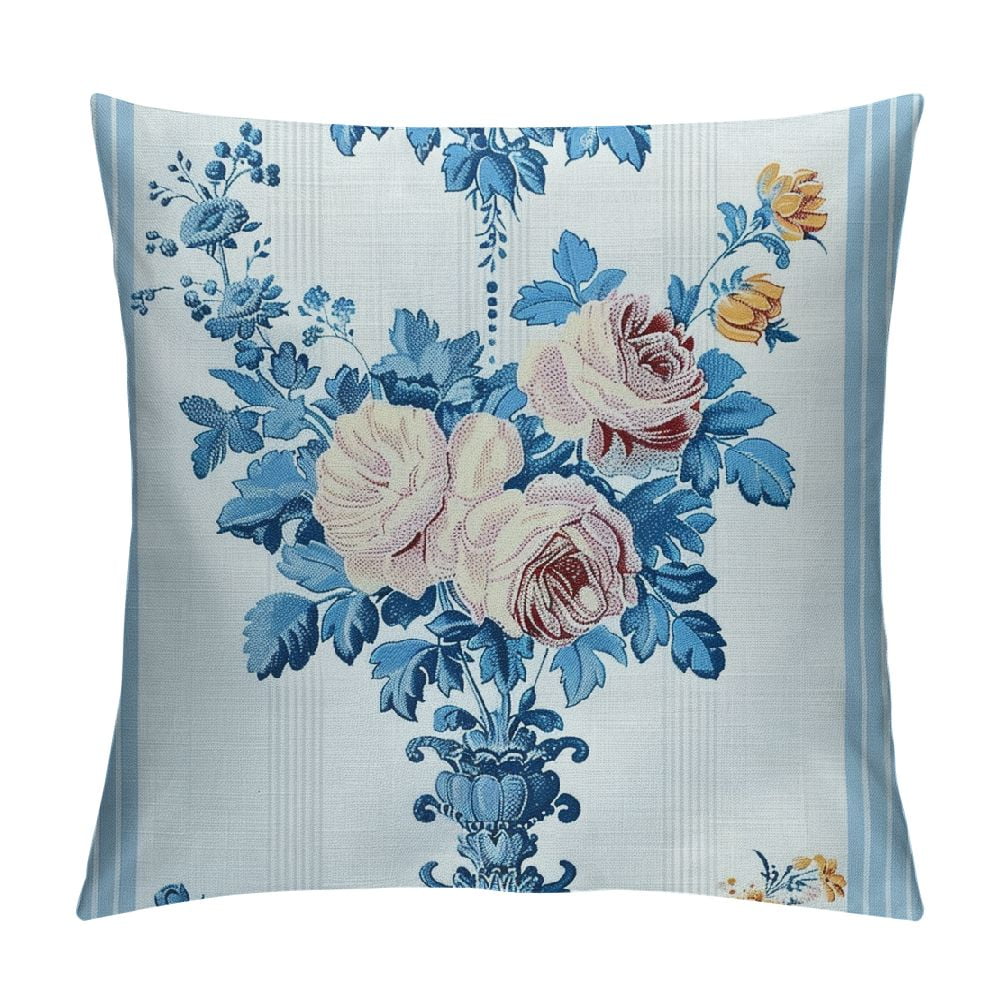 GOSMITH Grandmillennial Home Decor, Blue Floral Pillow Cover for ...
