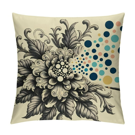 Leisuo Grandmillennial Home Decor, Dotted Blue Floral Pillow Cover for Decorative Aesthetic Pillows