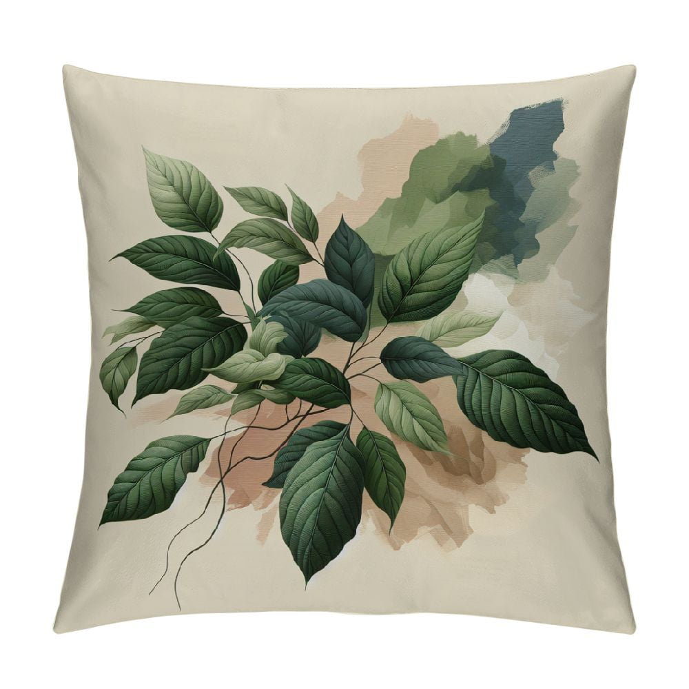 GOSMITH Green Leaves Spring Summer Throw Pillow Covers Geometric Palm Tree Pillow Covers Modern