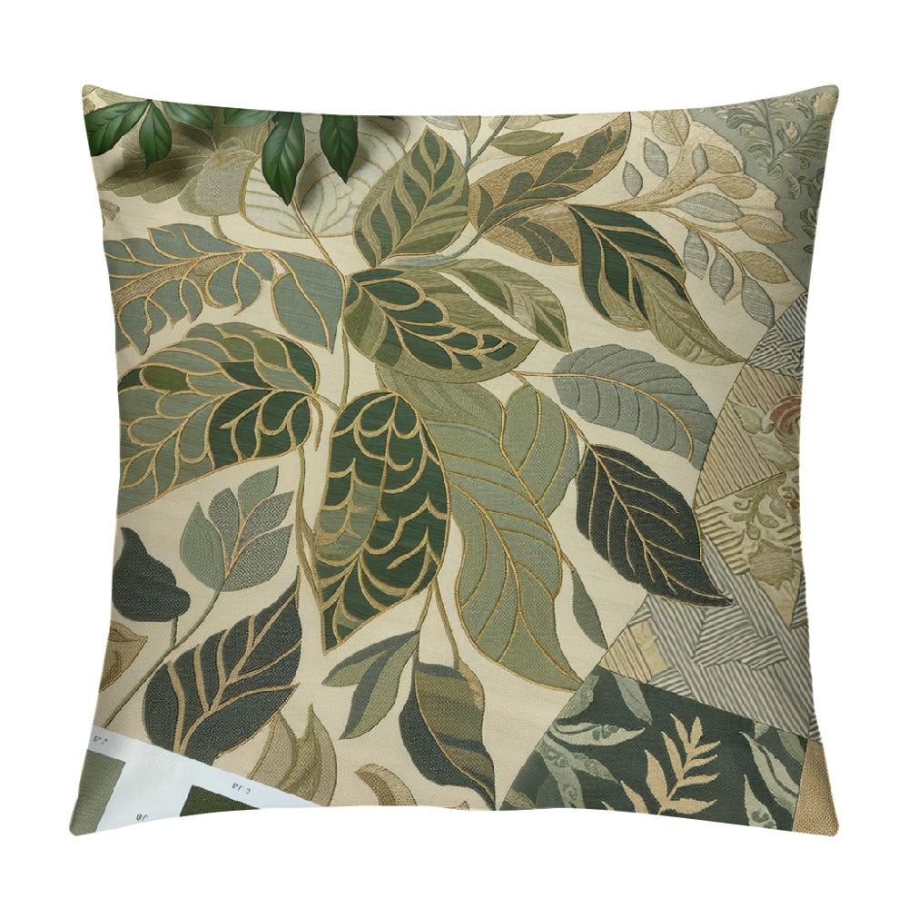 GOSMITH Green Palm Leaf Spring Summer Pillow Covers Banana Leaves Decorative Throw Pillow Covers