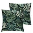 thumbnail image 1 of GOSMITH Green Tropical Palm and Banana Leaves Watercolor Short Plush Pillowcase Set - 2 Pack White, 1 of 6