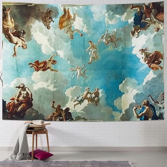 Leisuo Hanging Wall Tapestry Paris France Ceiling Painting in Room of Tapestry Big Tapestries for Bedroom Purple Green Painting