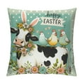 thumbnail image 1 of Leisuo Happy Easter Cow Rooster Decorative Throw Pillow Covers, Farm Animal Bunny Ears Flower Cushion Case Decor, Plaid Polka Dot Stripes Farmhouse Decoration for Sofa Couch, 1 of 5