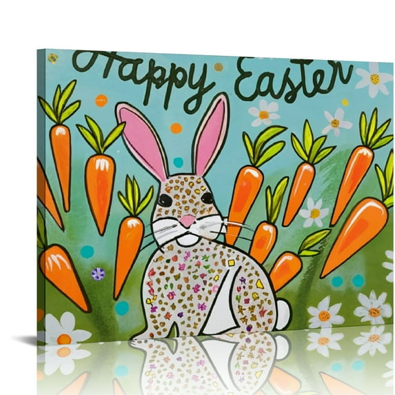 GOSMITH Happy Easter Spring Carrot Garden Canvas Wall Art