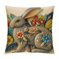 thumbnail image 1 of GOSMITH  Happy Easter Throw Pillow Case Cushion Cover Colorful Flower and Rabbits, 1 of 5