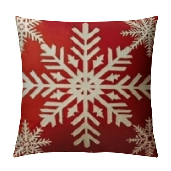 GOSMITH Happy Winter Beige Shadow Let It Snow Snowflakes in Red Merry Throw Pillow Case Cushion Cover Decorative Square