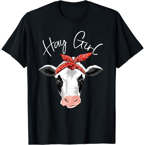 Leisuo Hay Girl Farmer Funny Cattle Cow Farm Lovers Gift Women Kids T-Shirt 95898-black