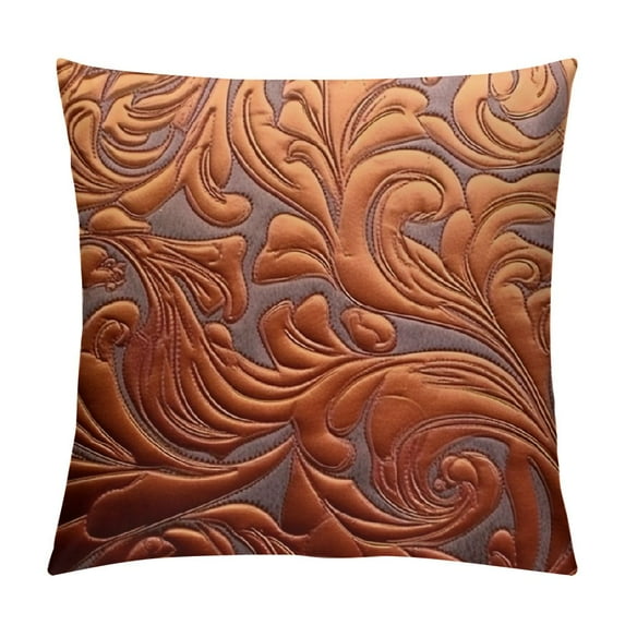 GOSMITH Heavy Embossing Throw Pillow Cover, Classis Floral Anaglyph Fabric, Euro Sham, European Throw Pillow Cover, Indoor/Outdoor - (10 Rust)
