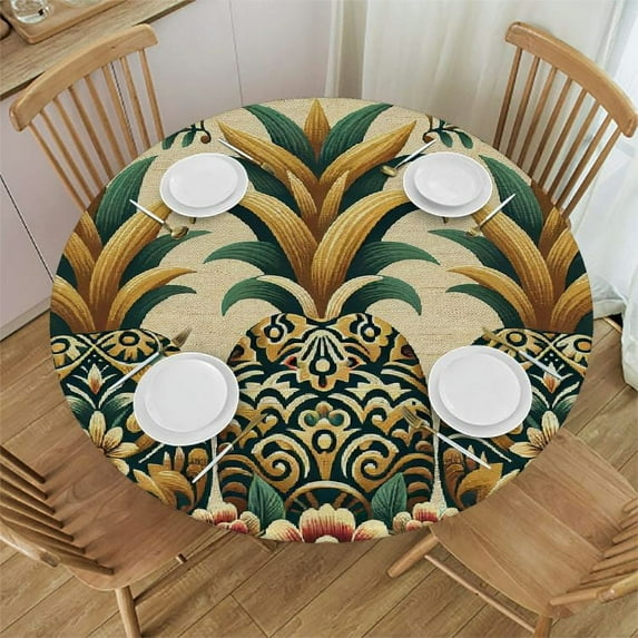 GOSMITH Hello Summer Pineapple Decorative Rectangle Pineapple Tropical Seasonal Table Cloth White