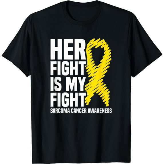 GOSMITH Her Fight Is My Fight Bone Cancer Sarcoma Cancer Awareness T-Shirt black-174591